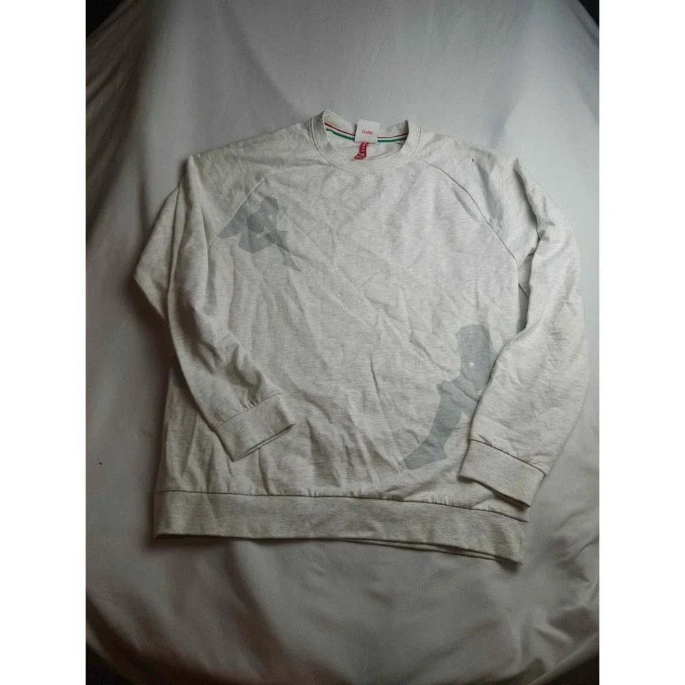 Kappa Omini Logo Sweatshirt Mens XL Grey Heather Raglan Crewneck Pullover